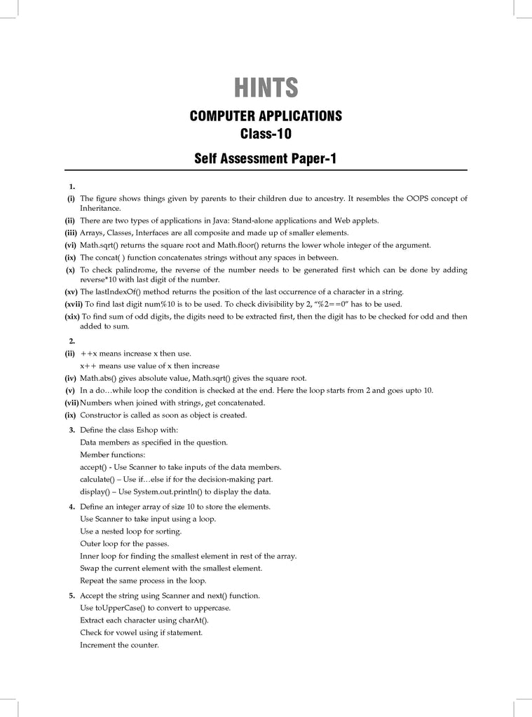 ICSE | 10 Sample Question Papers | Class 10 | Computer Application (For 2025 Exam)