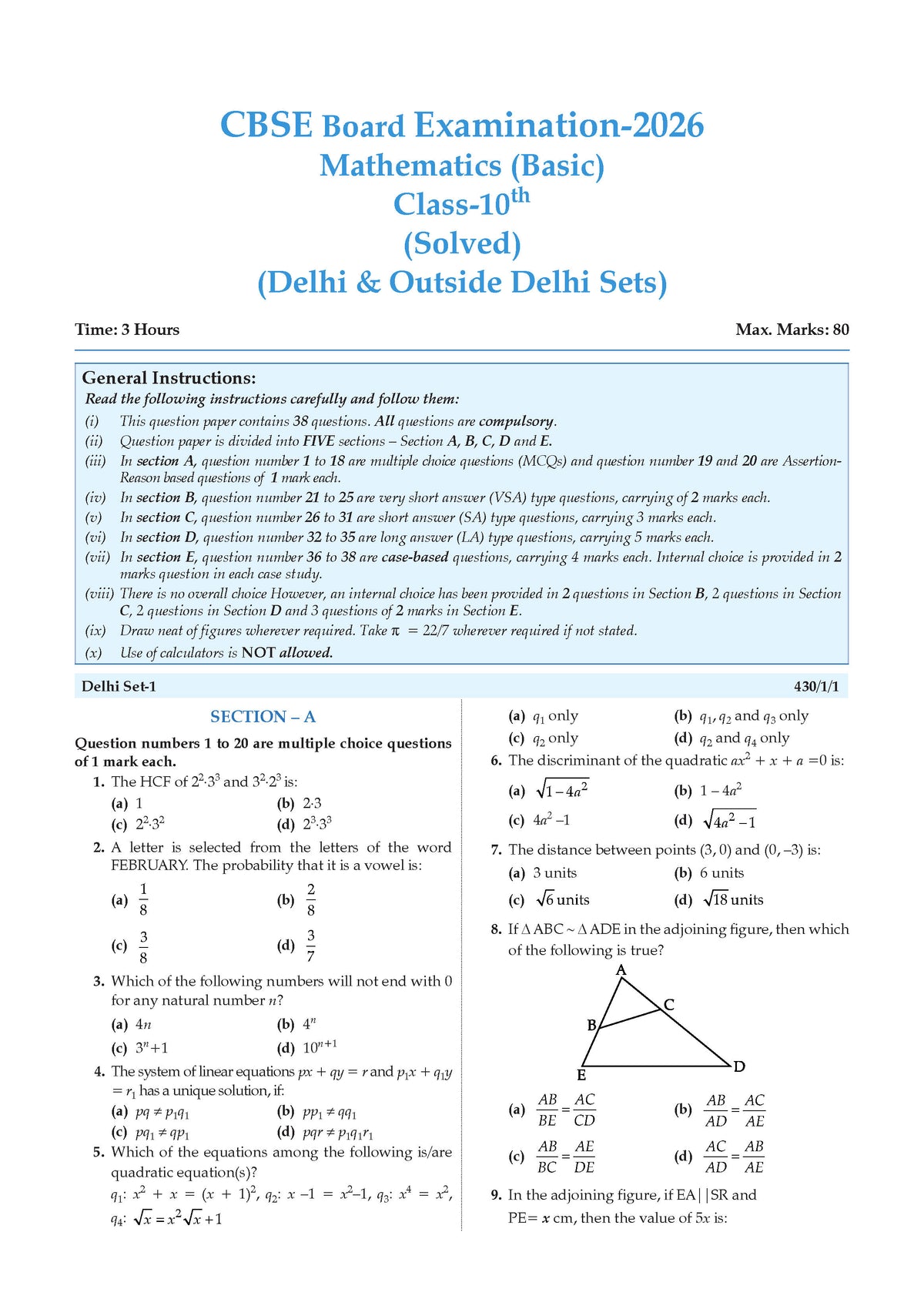 CBSE & NCERT One for All Class 10 Mathematics Basic (For 2027 Exam)