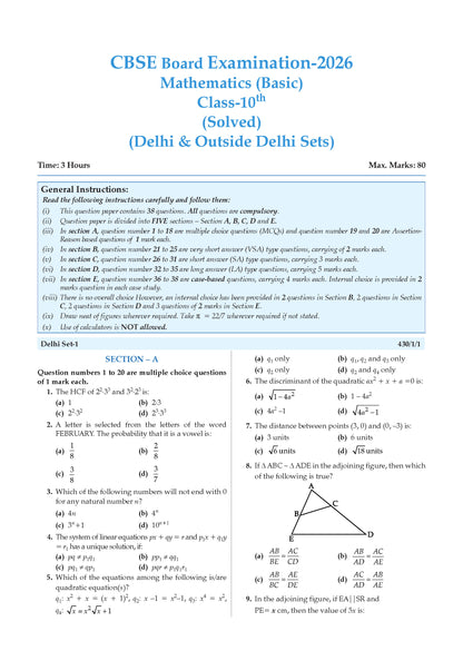 CBSE & NCERT One for All Class 10 Mathematics Basic (For 2027 Exam)