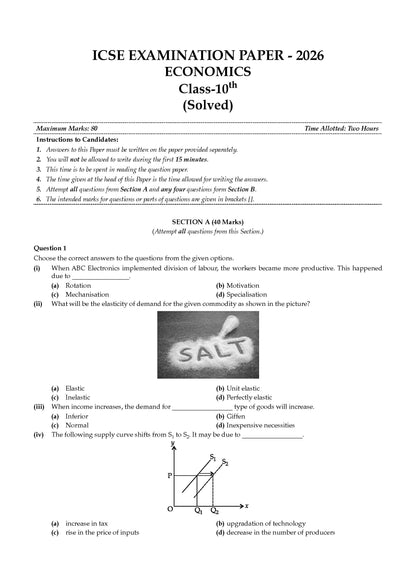 Class 10 ICSE Question Bank Economics (2017-2026) | For 2027 Exam Chapter-wise & Topic-wise with Competency Based Questions | Includes 2026 Paper- fully solved | Self-Assessment Papers | Practice Papers