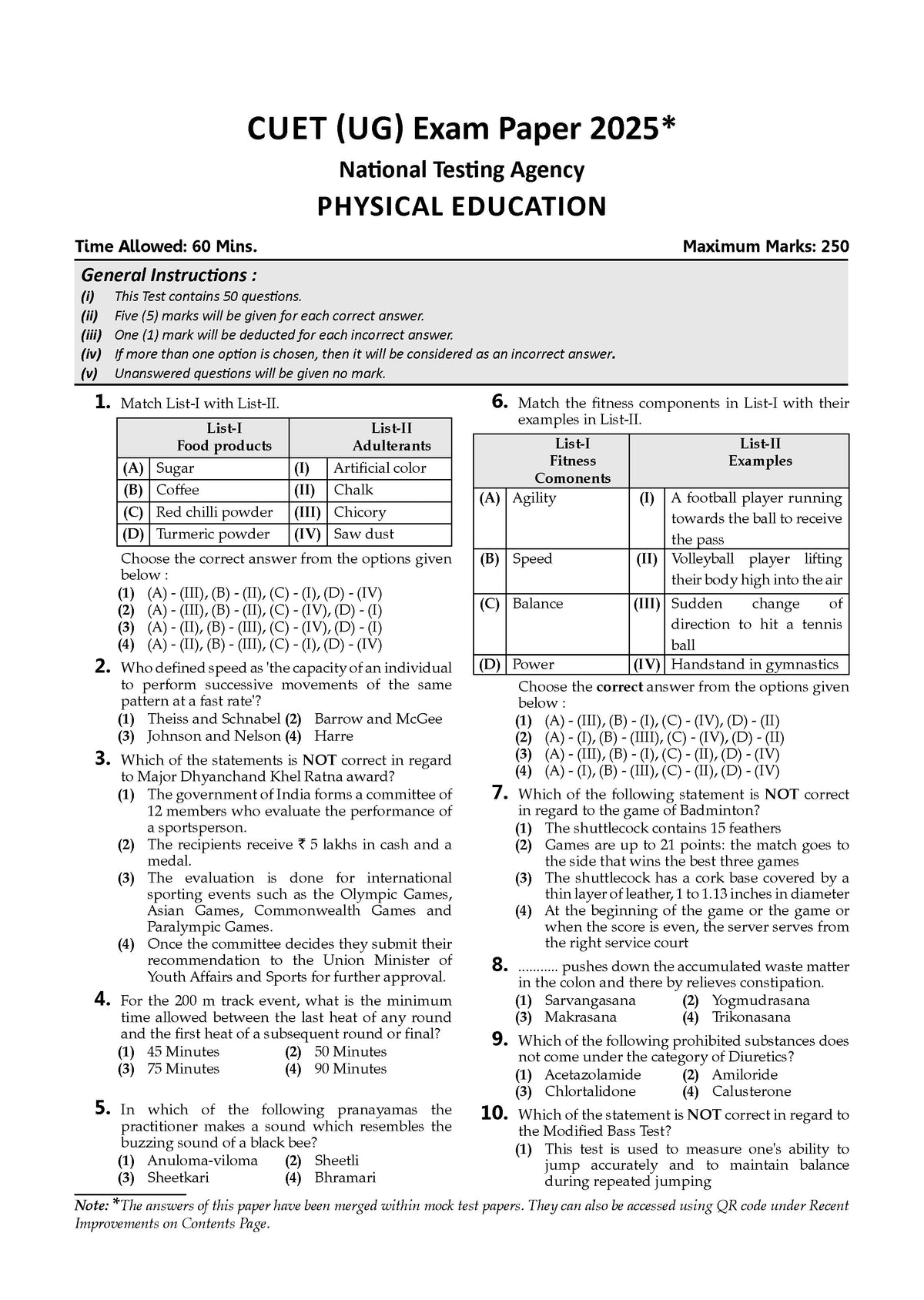 Oswaal NTA CUET (UG) 5 Mock Test Papers Physical Education For 2026 Exam (Section-II) (as per latest 27 Dec., notification) | 300+ MCQs for Practice | Includes 2025 Paper- fully solved | With Oswaal AI