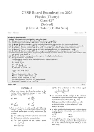 CBSE Textbook Plus (2022-2026) | Class 12 | Physics| Includes: 2026 Papers- fully solved | With Competency Focused Questions | For 2027 Exam | With oswaal.ai