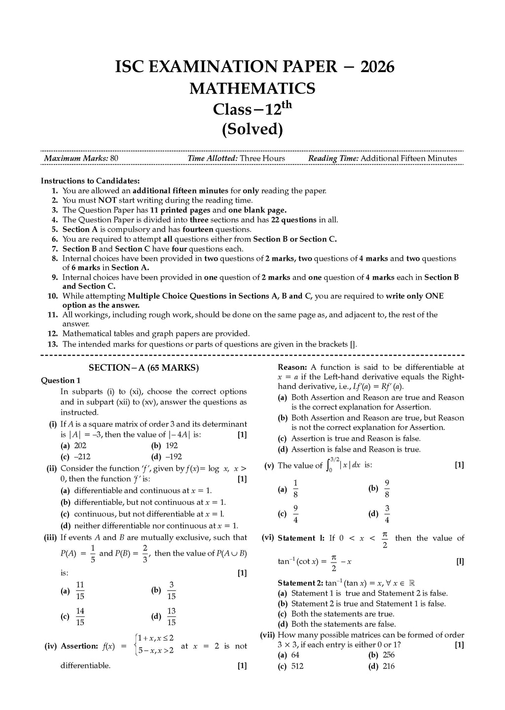 Isc Files ISC Class 12 Mathematics Question Bank (2017–2026)| For 2027 Exam ...