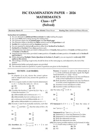 Class 12 ISC Mathematics Question Bank (2017–2026)| Chapter-wise & Topic-wise with Competency Based Questions |For 2027 Exam | With Solved 2026 Board Paper | Self-Assessment Papers