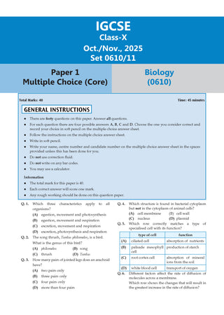 IGCSE Biology (Papers 1,2,3,4) Core & Extended | Topical Past Solved Papers (2016-Oct.-Nov., 2025) | For 2026 Exam | Aligned with Cambridge IGCSE™ Coursebook | with Oswaal AI
