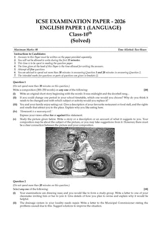 Class 9 & 10 ICSE Question Bank English Paper 1 ( (Language)(2017 – 2026) |For 2027 Exam Chapter-wise & Topic-wise with Competency Based Questions |  Includes 2026 Paper- fully solved | Self-Assessment Papers | Practice Papers