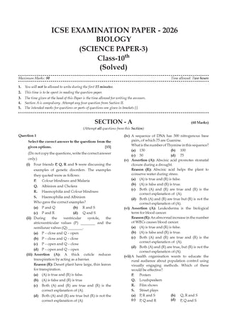 Class 10 ICSE Question Bank Biology (2017 – 2026) |For 2027 Exam Chapter-wise & Topic-wise with Competency Based Questions |  Includes 2026 Paper- fully solved | Self-Assessment Papers | Practice Papers