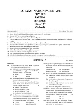 Class 12 ISC Physics Question Bank (2017–2026)| Chapter-wise & Topic-wise with Competency Based Questions |For 2027 Exam | With Solved 2026 Board Paper | Self-Assessment Papers