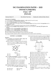 ISC 10 Previous years' Solved papers year-wise 2015-2025, Class-12, Science: PCM: Physics, Chemistry, Mathematics, English 1, English 2, Hindi, Computer science (For 2026 Exam)