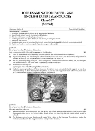 Class 10 ICSE Question Bank English Paper 1 ( (Language)(2017-2026) |For 2027 Exam Chapter-wise & Topic-wise with Competency Based Questions | Includes 2026 Paper- fully solved | Self-Assessment Papers | Practice Papers