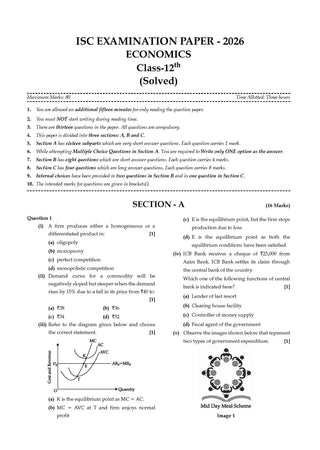 Class 12 ISC Economics Question Bank (2017–2026)| Chapter-wise & Topic-wise with Competency Based Questions |For 2027 Exam | With Solved 2026 Board Paper | Self-Assessment Papers