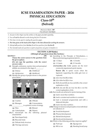 Class 10 ICSE Question Bank Physical Education (2017 – 2026) |For 2027 Exam Chapter-wise & Topic-wise with Competency Based Questions |  Includes 2026 Paper- fully solved | Self-Assessment Papers | Practice Papers