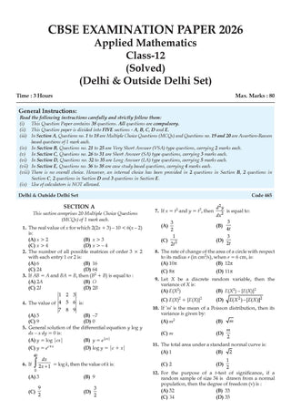 CBSE 10 Previous Years Papers Applied Matehmatics Class 12 | Year-wise (2022–2026) | Latest Syllabus April 2026 | NCERT & Competency-Based Questions | For 2027 Exam | Oswaal AI