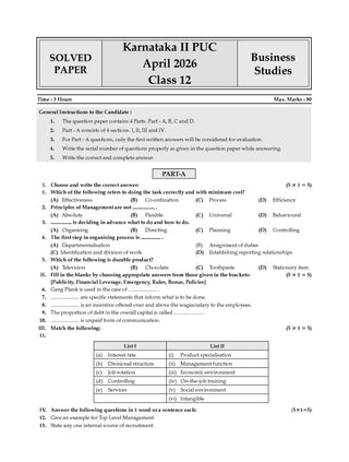 Karnataka II PUC Chapter-wise & Topic-wise Question Bank Class 12 Business Studies | 1550+ Questions, Revision Notes, Mind Maps, Mnemonics, Solved PYQ (2026–2017) | 2027 Board Exam | oswaal.ai