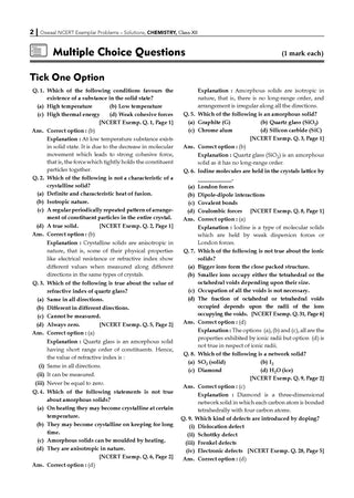 NCERT Exemplar (Problems - Solutions) Class 12 Chemistry Book For Latest Board Exam
