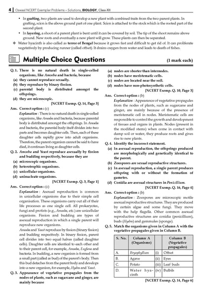 Oswaal NCERT Exemplar (Problems - Solutions) Class 12 Biology Book For Latest Board Exam
