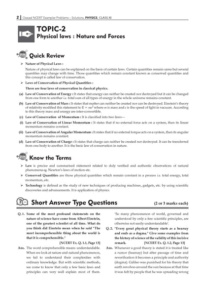 NCERT Exemplar (Problems - Solutions) Class 11 Physics Book For Latest Exam