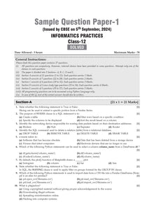 CBSE Sample Question Papers Class 12 Informatics Practices (For 2025 Exam)