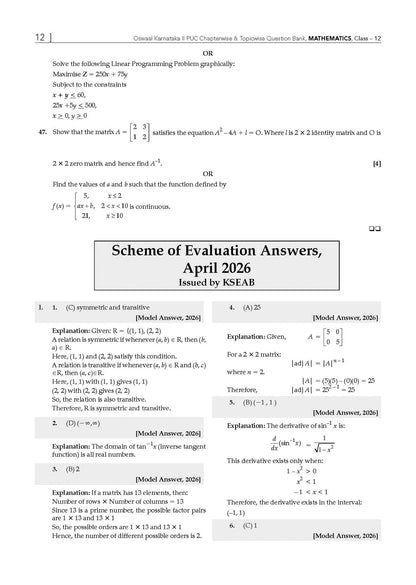 Karnataka II PUC Chapter-wise & Topic-wise Question Bank Class 12 Mathematics | 1550+ Questions, Revision Notes, Mind Maps, Mnemonics, Solved PYQs (2026-2017) | 2027 Board Exam | Oswaal AI