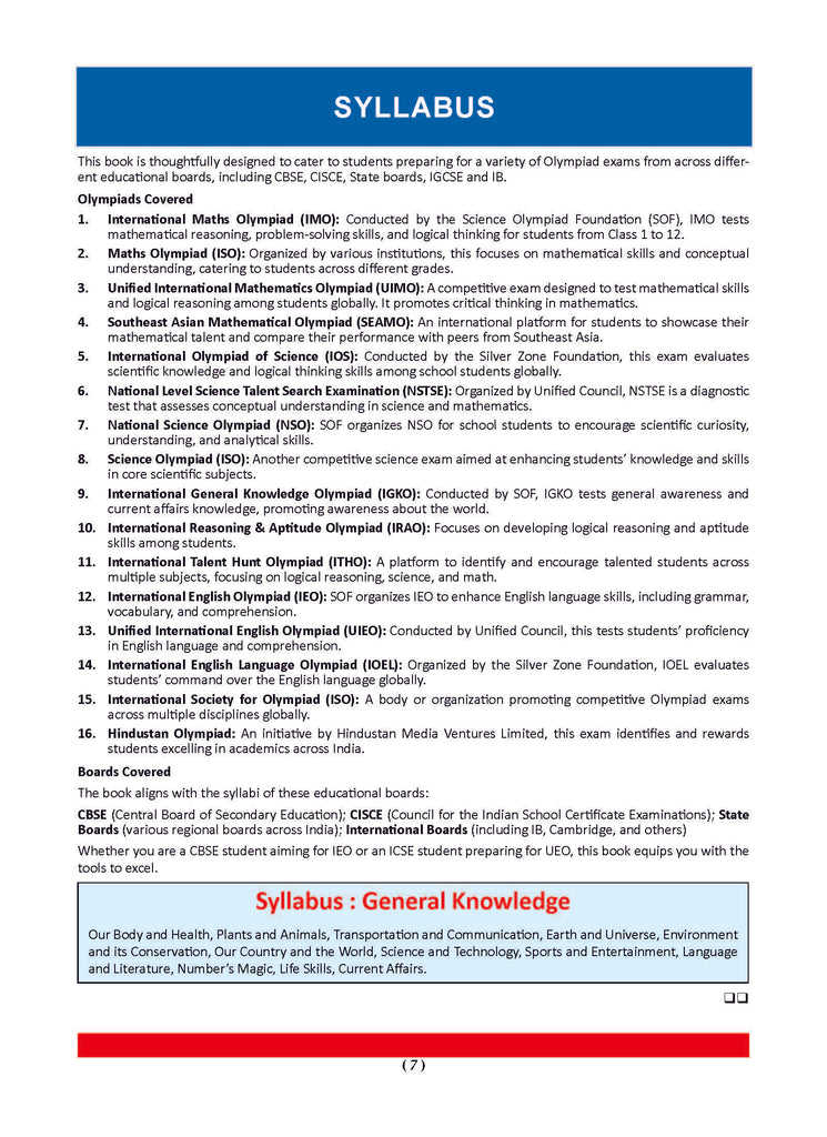 One for All Olympiads Previous Year Solved Papers Class 4 General Knowledge For 2025 Exam