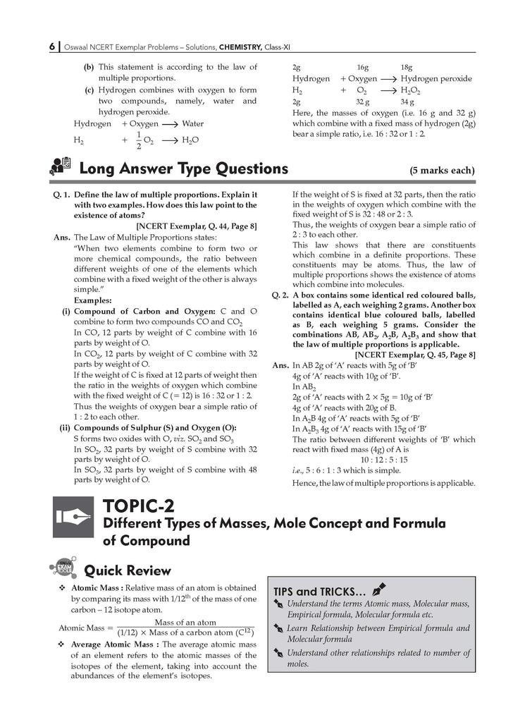 NCERT Exemplar (Problems - Solutions) Class 11 Chemistry Book For Latest Exam