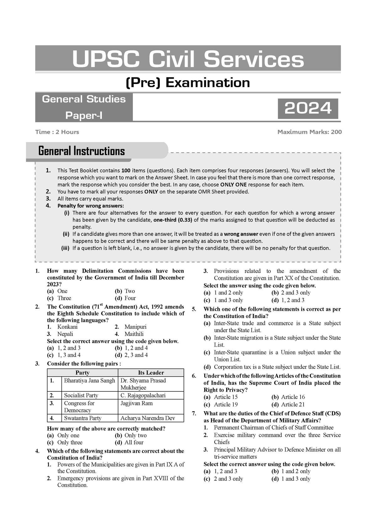 UPSC CSE Prelim 15 Mock Test Papers General Studies Paper-I - Oswaal Books