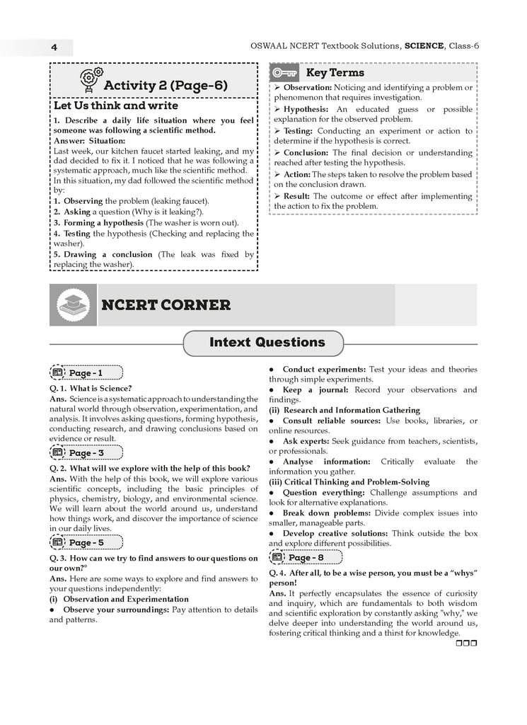 NCERT Textbook Solution Class 6 Science (New Edition)