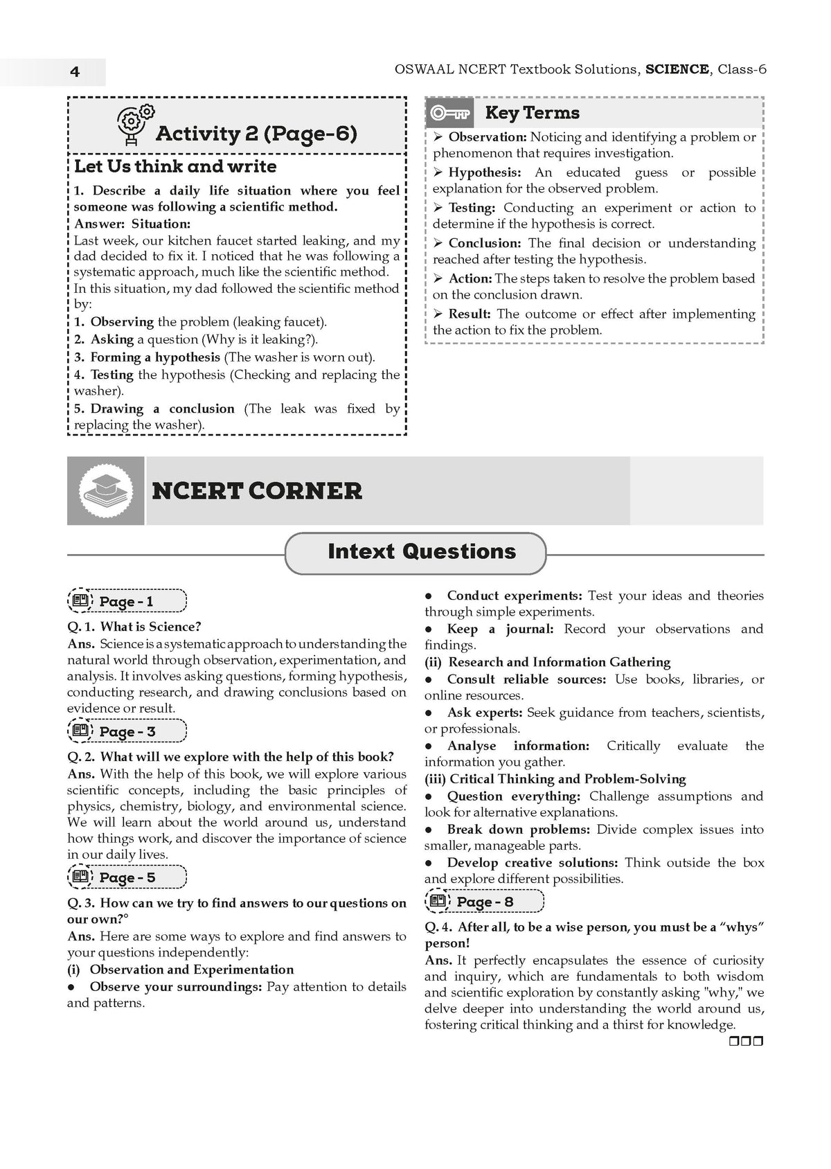 NCERT Textbook Solutions Science (Curiosity) Class 6 | For CBSE 2026-27 Exam | Based on Latest NCERT Curiosity | With Complete Solutions of Objective & Subjective Questions for Practice