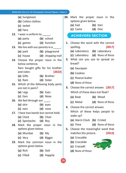 One For All Olympiads Class 2 English Prep-Guide, Chapter-wise Previous Years' Solved Papers + Workbook (Set of 2 Books) | Questions for SOF IEO & Other Olympiad Exams 2026