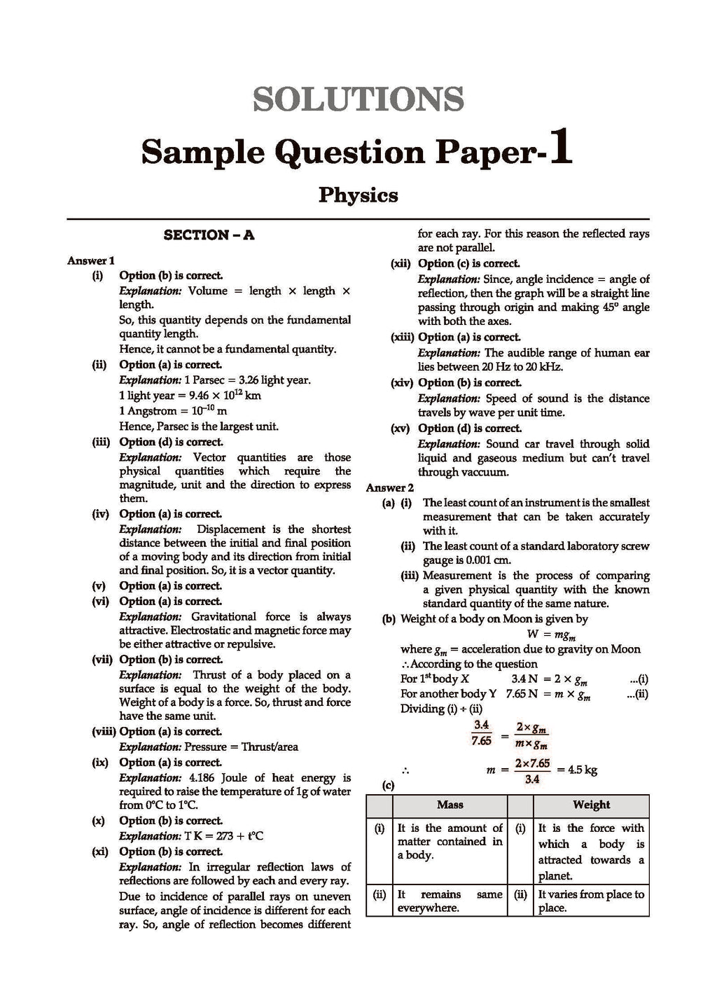 ICSE 10 Sample Question Papers Class 9 Physics for 2026 Exam - Buy Now ...
