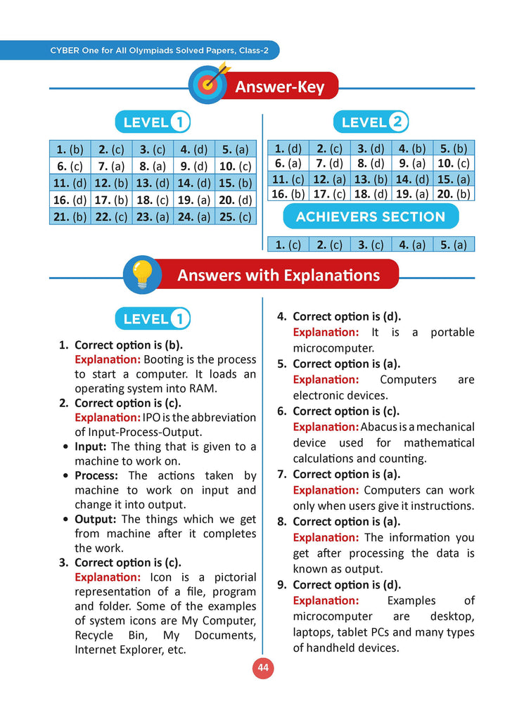 One for All Olympiads Previous Year Solved Papers Class 2 Cyber For 2025 Exam