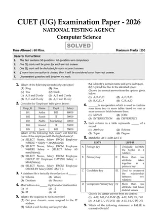 Oswaal NTA CUET (UG) Chapter-wise Solved Papers Question Bank | Computer Science |PYQs (2022–2026) NCERT aligned MCQs |With Solved Paper 2026 |For 2027 Exam |With Oswaal AI
