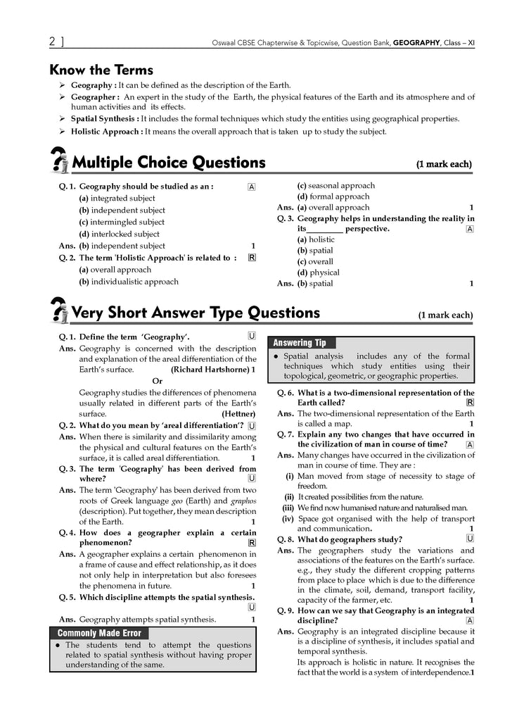 CBSE Question Bank Class 11 Geography For 2026 Exam