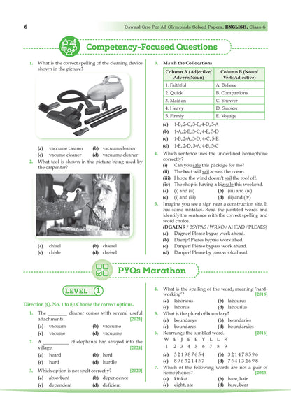 One For All Olympiads Class 6 English Prep-Guide, Chapter-wise Previous Years' Solved Papers + Workbook (Set of 2 Books) | Questions for SOF IEO & Other Olympiad Exams 2026