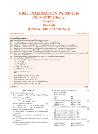 CBSE Question Bank for Class 12 Chemistry| Chapter-wise and Topic-wise: Solved Papers (2017-2026) | Includes 2026 Papers- fully solved | With oswaal.ai | For 2027 Exam 