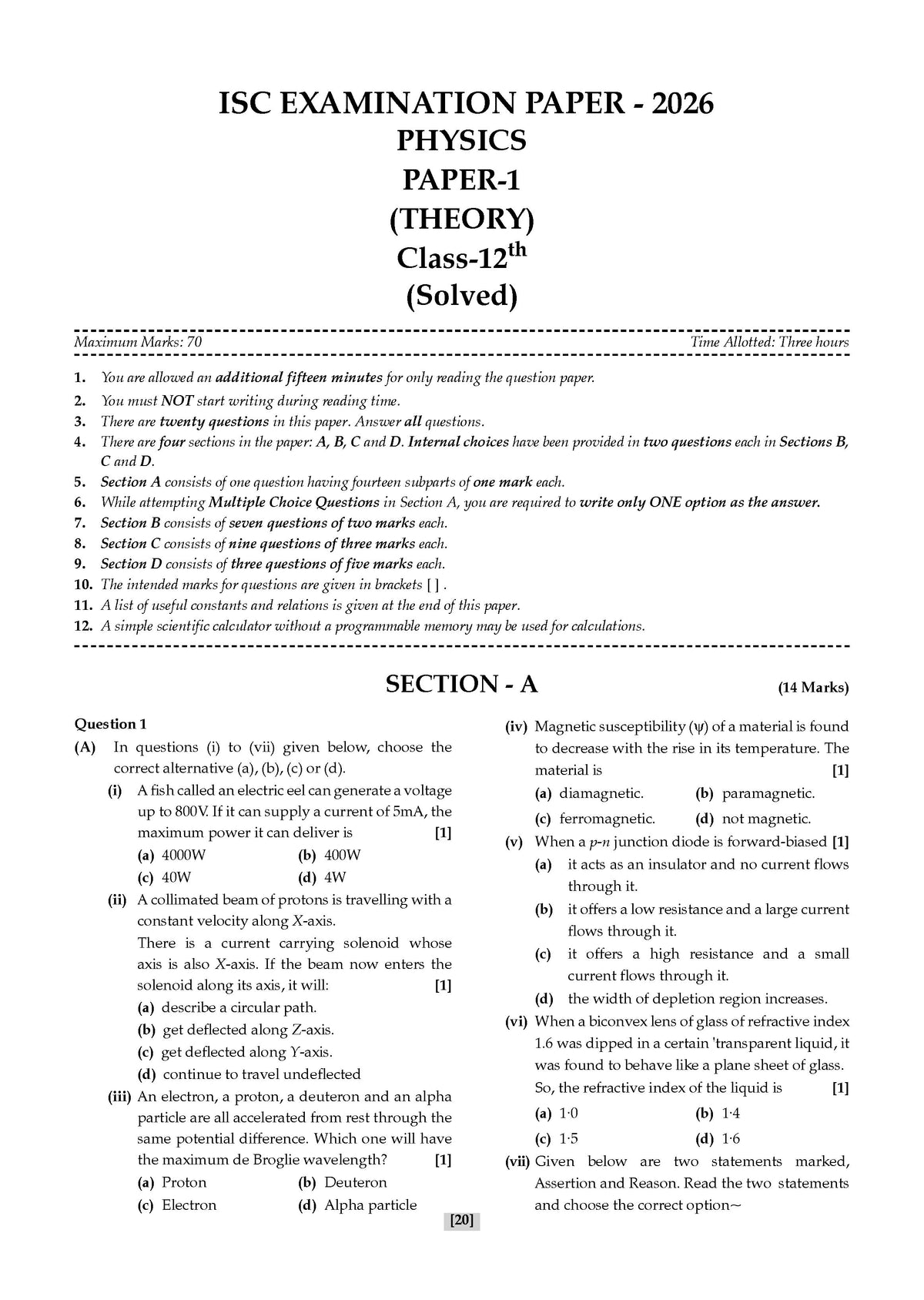 Oswaal ISC 10 Previous Years' Solved Papers Year-wise (2016-2026) | Class-12, Science (PCM) | Physics, Chemistry, Mathematics, Eng1& 2, Hindi, Computer Science, Physical Education (2027 Exam) | Oswaal AI