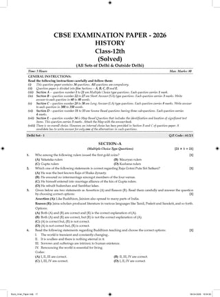 CBSE Class 12  History Question Bank | Chapter & Topic-wise Solved Papers (2017–2026) | Based on Latest Syllabus (April 2026) | Includes 2026 Papers | | For 2027 Exam