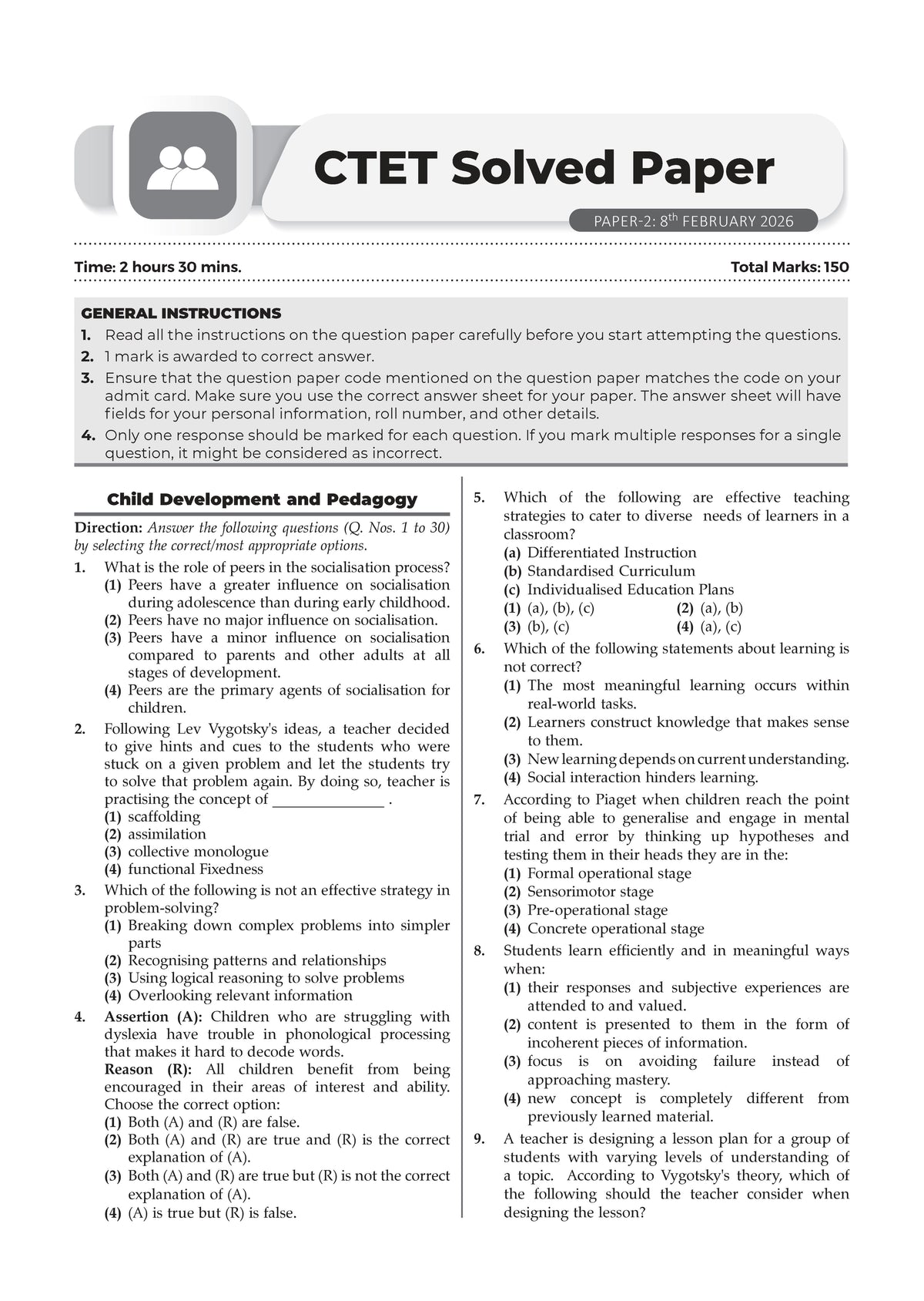 CTET Paper 2 (Classes 6-8) Social Science & Social Studies 19 Previous Years' Solved Papers English Medium | Year-wise 2013-2025 | Includes Feb 2026 Solved Paper | With Oswaal AI | For 2026 Exam