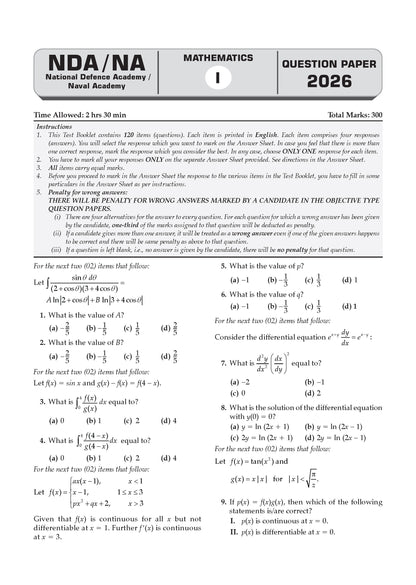 NDA/NA Mathematics 13 Years' Chapter-wise & Topic-wise Solved Papers English Medium | 2014-2026 | Includes 2026 Paper-I | With Oswaal AI | For 2026-27 Exams