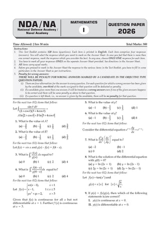 NDA/NA 13 Years’ Chapter-wise & Topic-wise Solved Papers | Mathematics | 2014-2026 (I) | Includes 2026 Paper – I | For Sep 2026 (II) Exam| With Oswaal AI