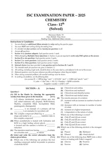 ISC 10 Previous years' Solved papers year-wise 2015-2025, Class-12, Science: PCM: Physics, Chemistry, Mathematics, English 1, English 2, Hindi, Computer science (For 2026 Exam)