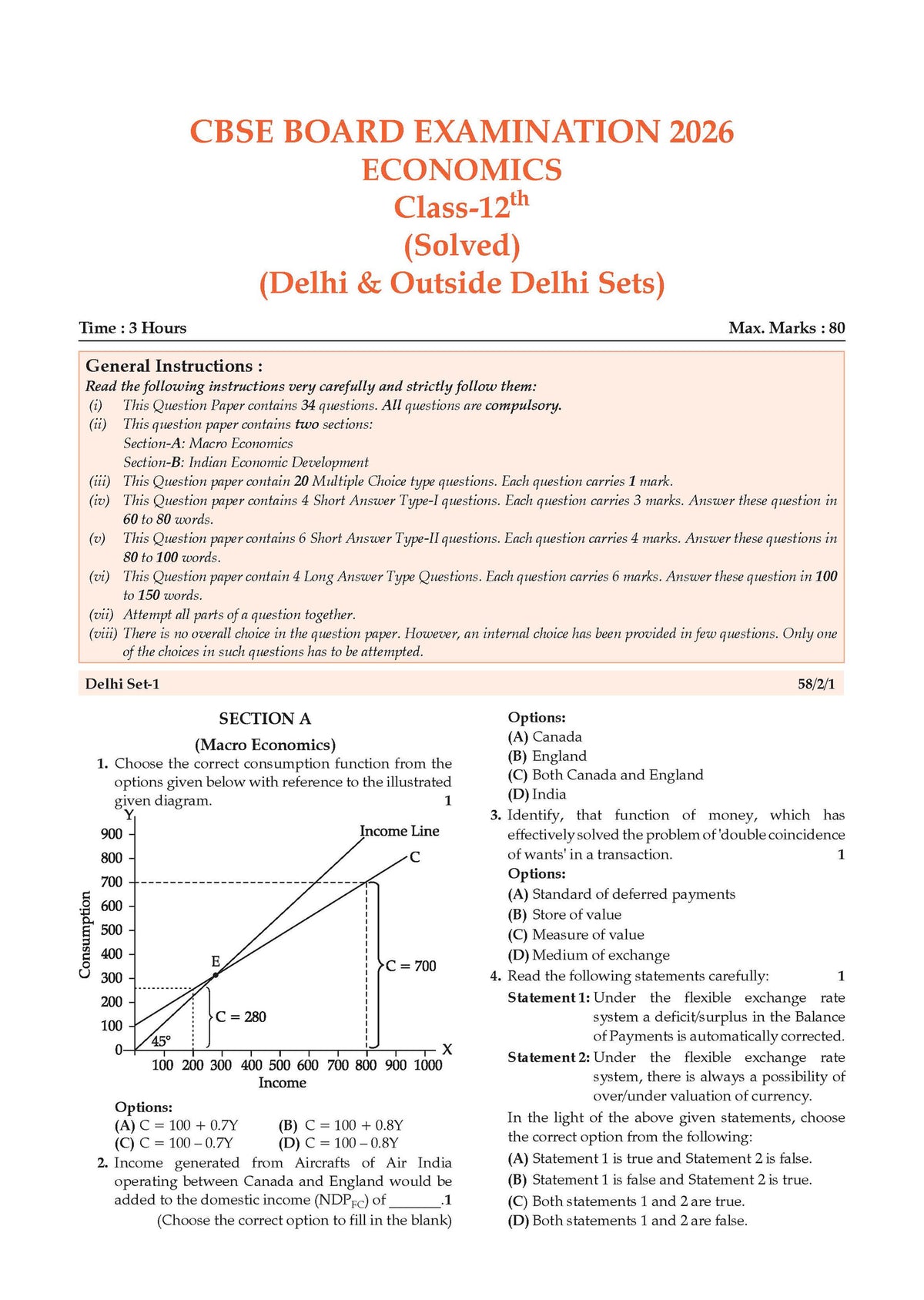 Oswaal CBSE Class 12 Economics Question Bank | Chapter & Topic-wise Solved Papers (2017-2026) | Based on Latest Syllabus (April 2026) | Includes 2026 Papers | For 2027 Exam