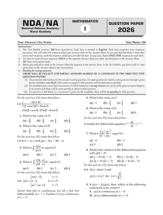 NDA/ NA 18 Previous Years’ Solved Papers| Year-wise (2017 to 2026(I)| Mathematics | Includes 2026 Paper – I | For Sep 2026 (II) Exam| With Oswaal AI