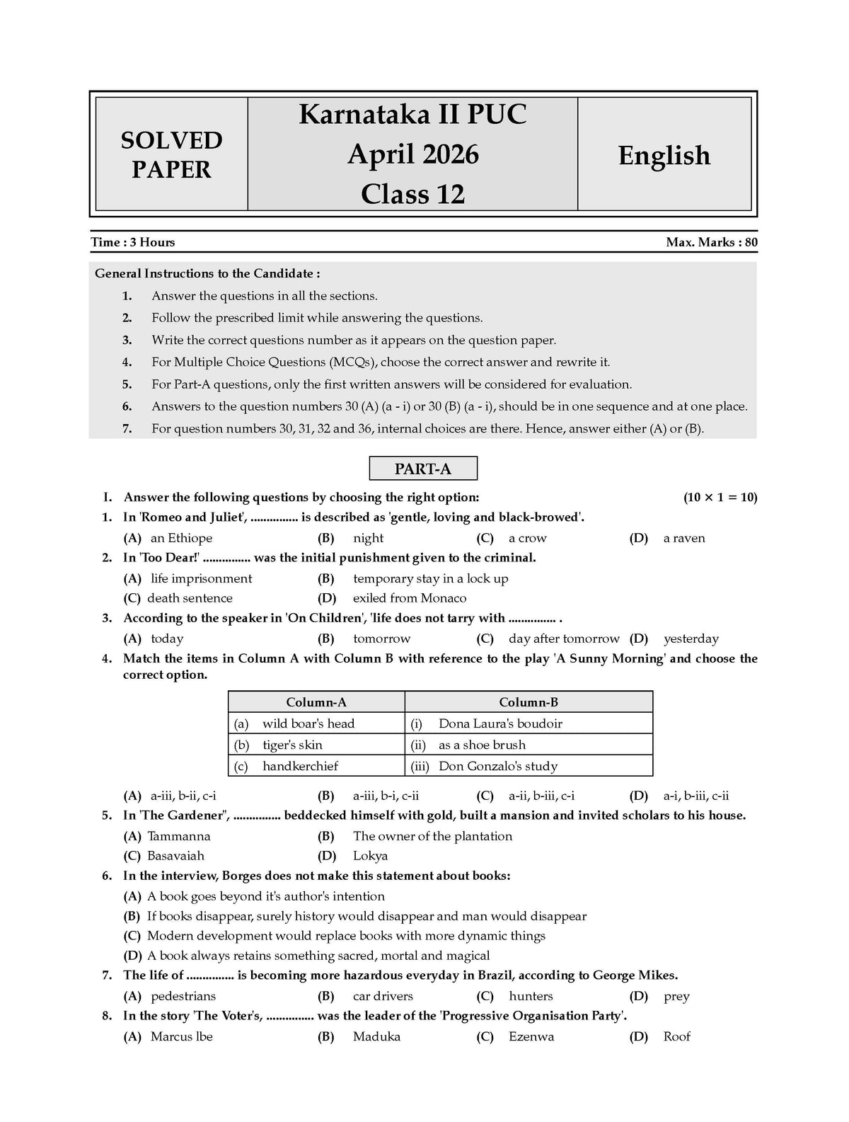 Karnataka II PUC Chapter-wise & Topic-wise Question Bank Class 12 English | 1550+ Questions | Revision Notes, Mind Maps, Mnemonics | Fully Solved PYQs (2026-2017) | 2027 Board Exam | Oswaal AI