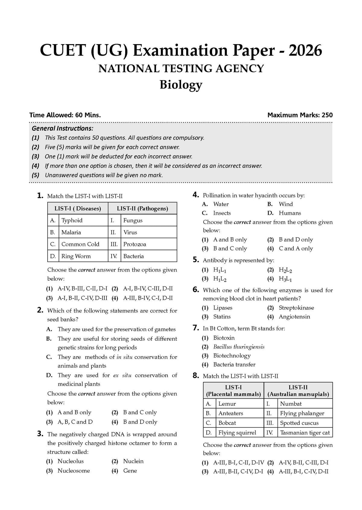 Oswaal NTA CUET (UG) Chapter-wise Solved Papers Question Bank | Biology | PYQs (2021 – 2026) NCERT aligned MCQs | With Solved Paper 2026 | For 2027 Exam | With Oswaal AI