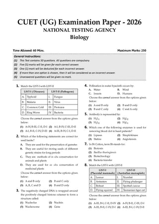 Oswaal NTA CUET (UG) Chapter-wise Solved Papers Question Bank | Biology |PYQs (2021–2026) NCERT aligned MCQs |With Solved Paper 2026 |For 2027 Exam |With Oswaal AI