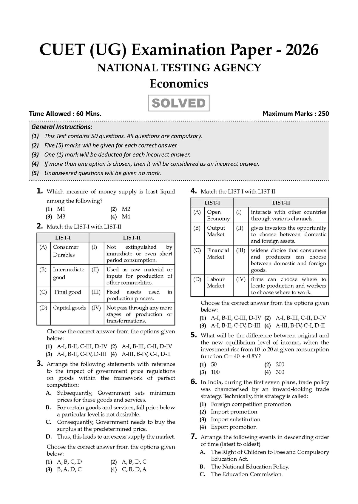 Oswaal NTA CUET (UG) Chapter-wise Solved Papers Question Bank | Economics | PYQs (2022 – 2026) NCERT aligned MCQs | With Solved Paper 2026 | For 2027 Exam | With Oswaal AI