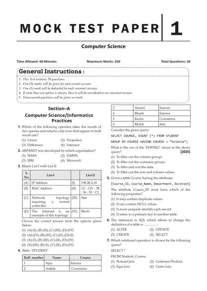 Oswaal NTA CUET (UG) 5 Mock Test Papers Computer Science For 2026 Exam (Section-II) (as per latest 27 Dec., notification) | 300+ MCQs for Practice | Includes 2025 Paper- fully solved | With Oswaal AI