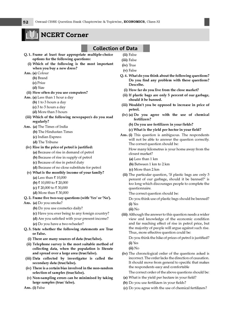 CBSE Question Bank Class 11 Economics For 2026 Exam