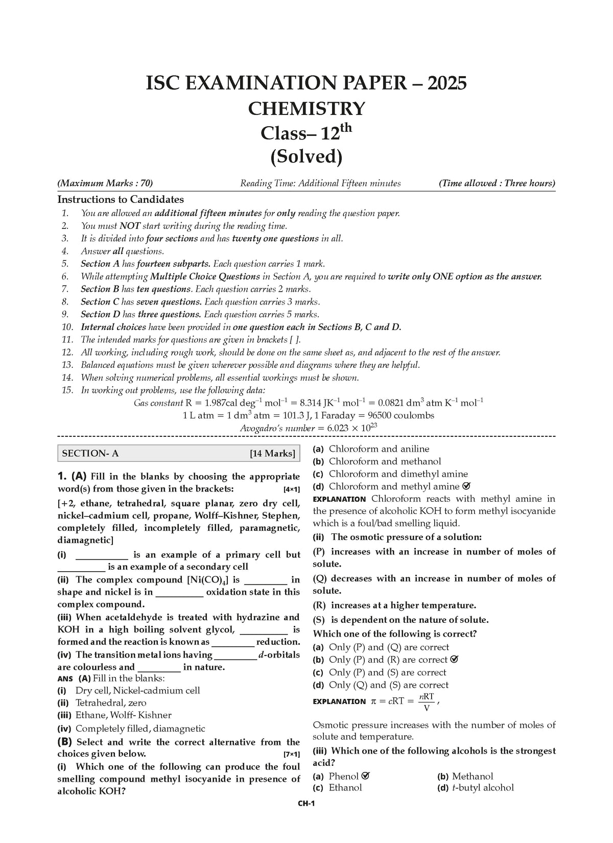 ISC 10 Previous Years' Solved papers and Competency Focused Questions Chapter-wise Class 12 PCB (Set of 2 Books) for 2026 Board Exams - Oswaal Books